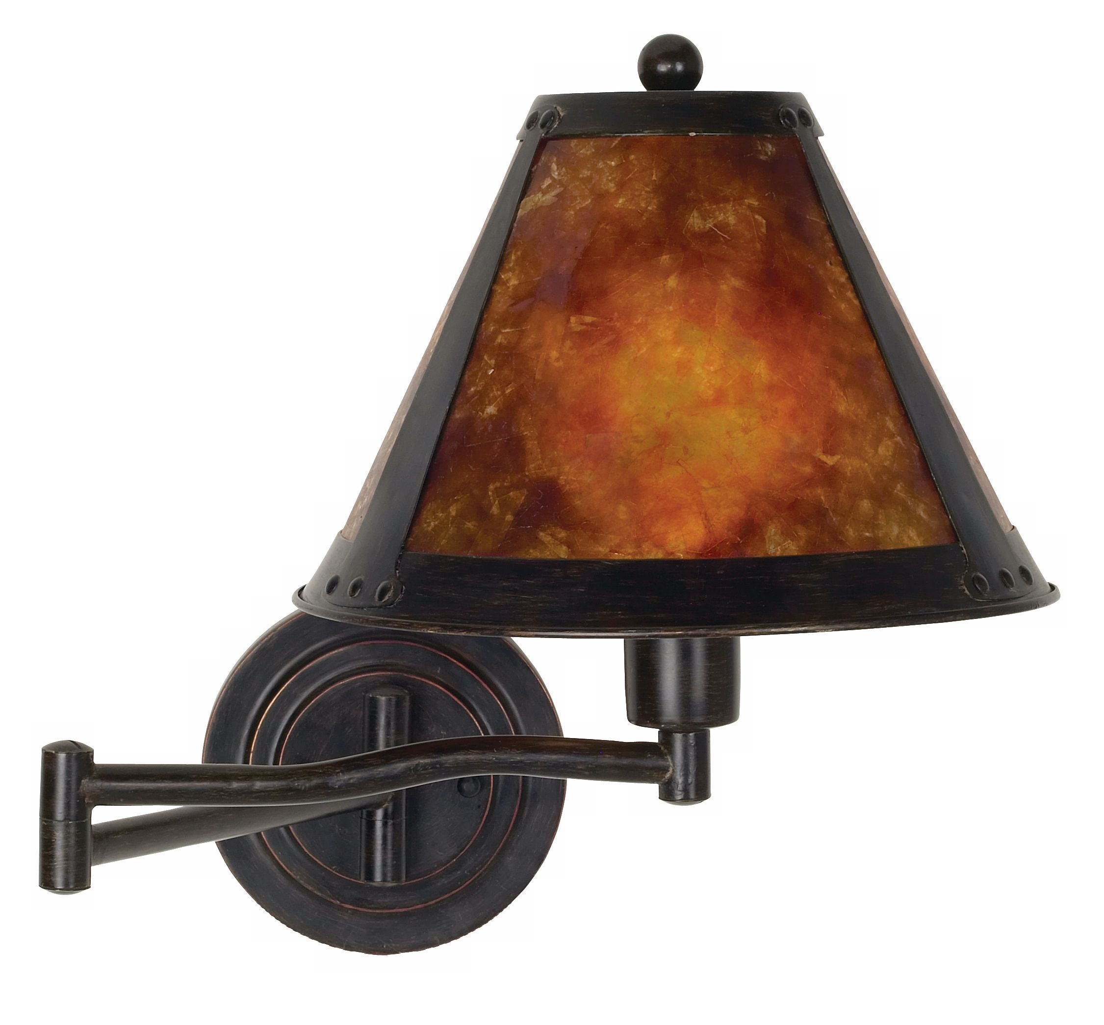 Bronze and Mica Plug-In Swing Arm Wall Lamp