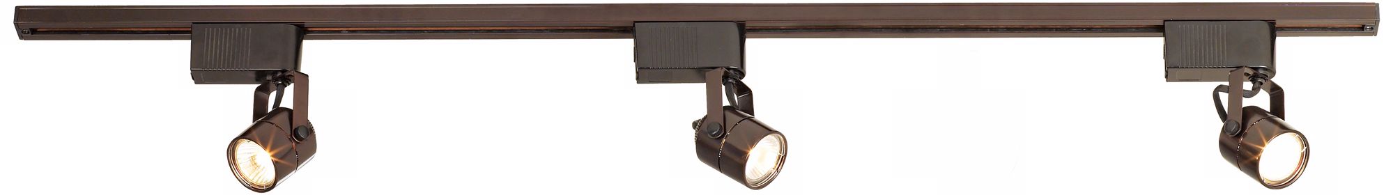 LED or Halogen Pro Track Bronze 3-Light Low Voltage Track Kit