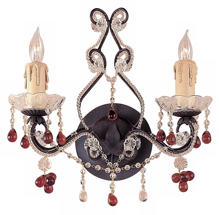 Parisian Amber Crystal Two Light Wall Sconce