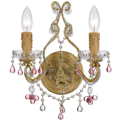 Parisian Rose Crystal Two Light Wall Sconce