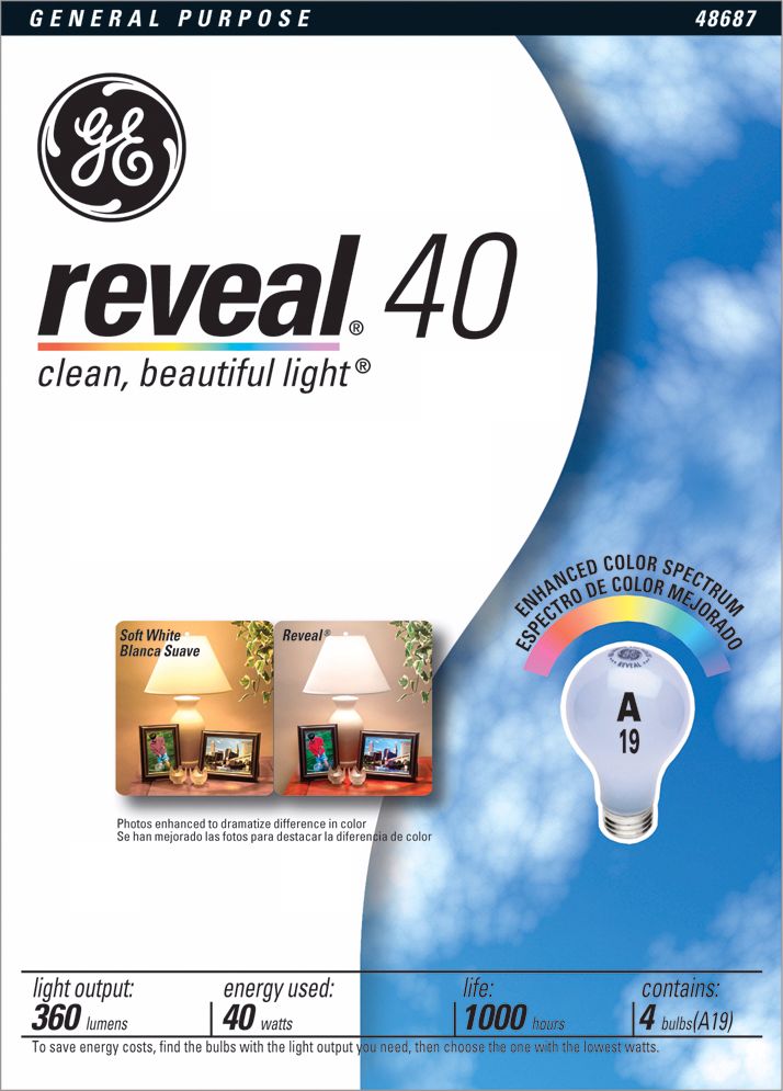 GE 4-Pack 40 Watt Reveal Light Bulbs