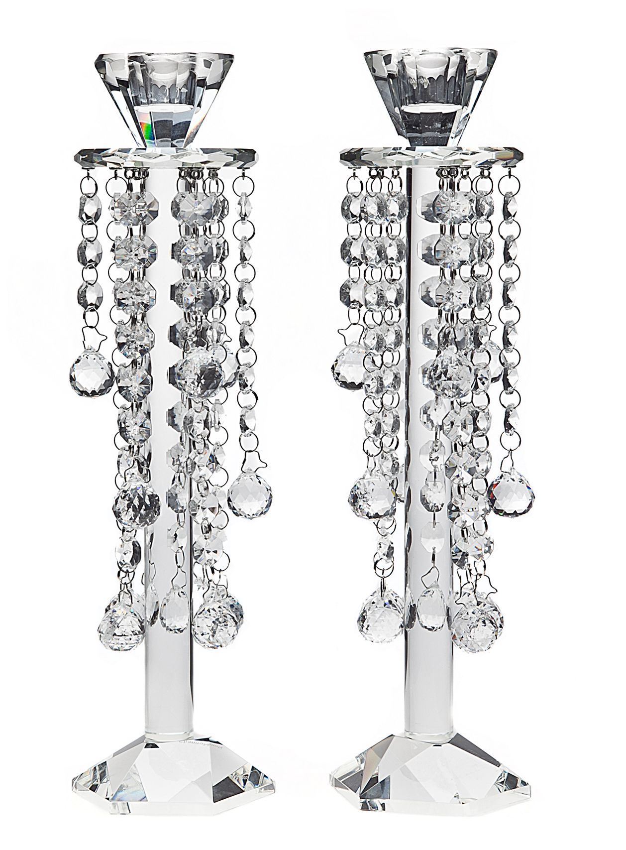 Set of 2 Godinger Britanny Crystal Candlesticks