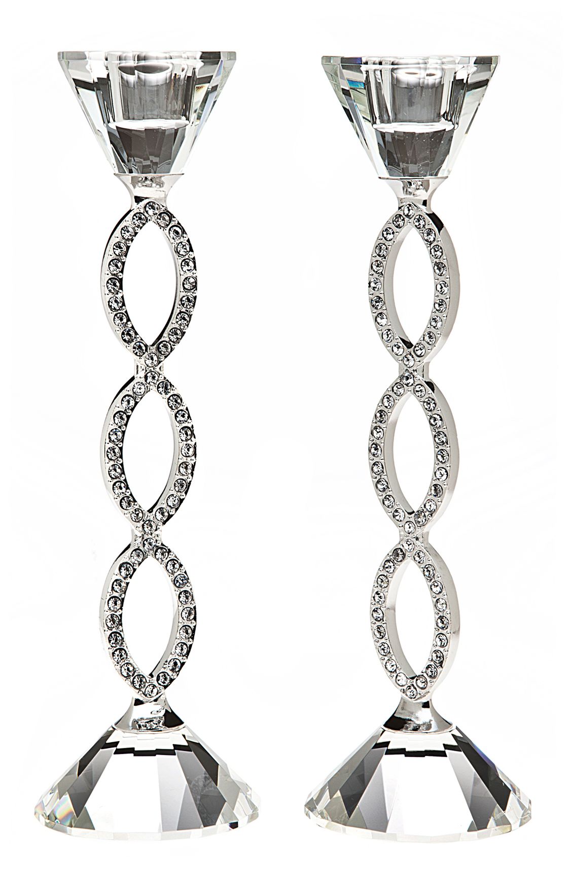 Set of 2 Godinger Lace Crystal Candlesticks