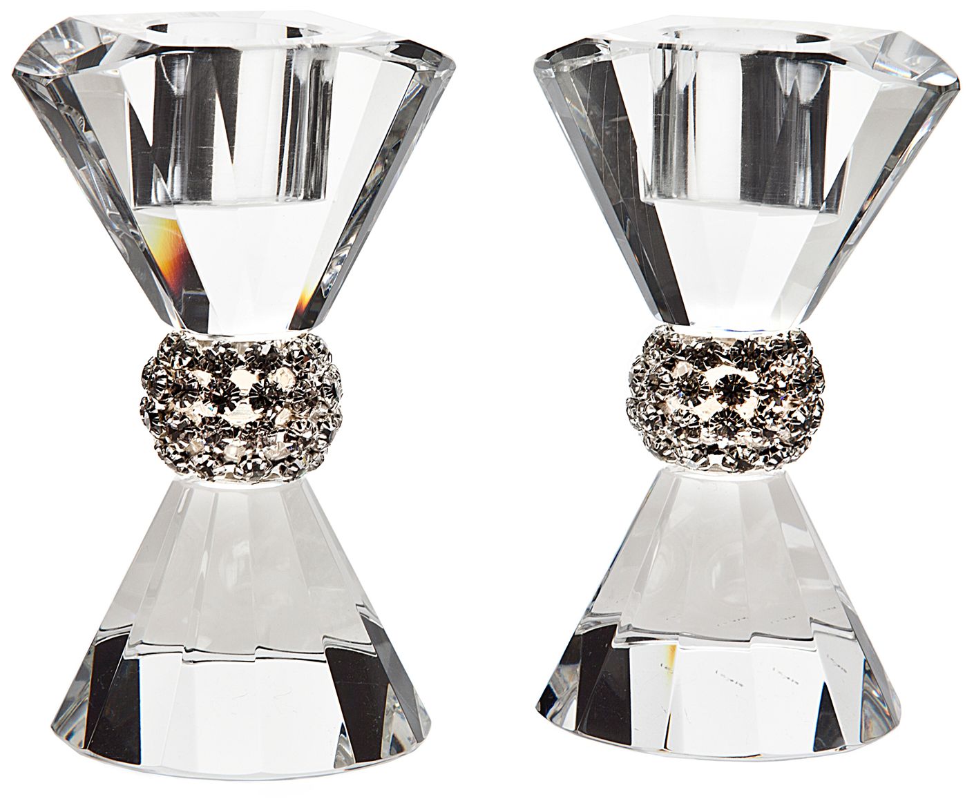 Set of 2 Godinger Pageant Bling Crystal Candlesticks