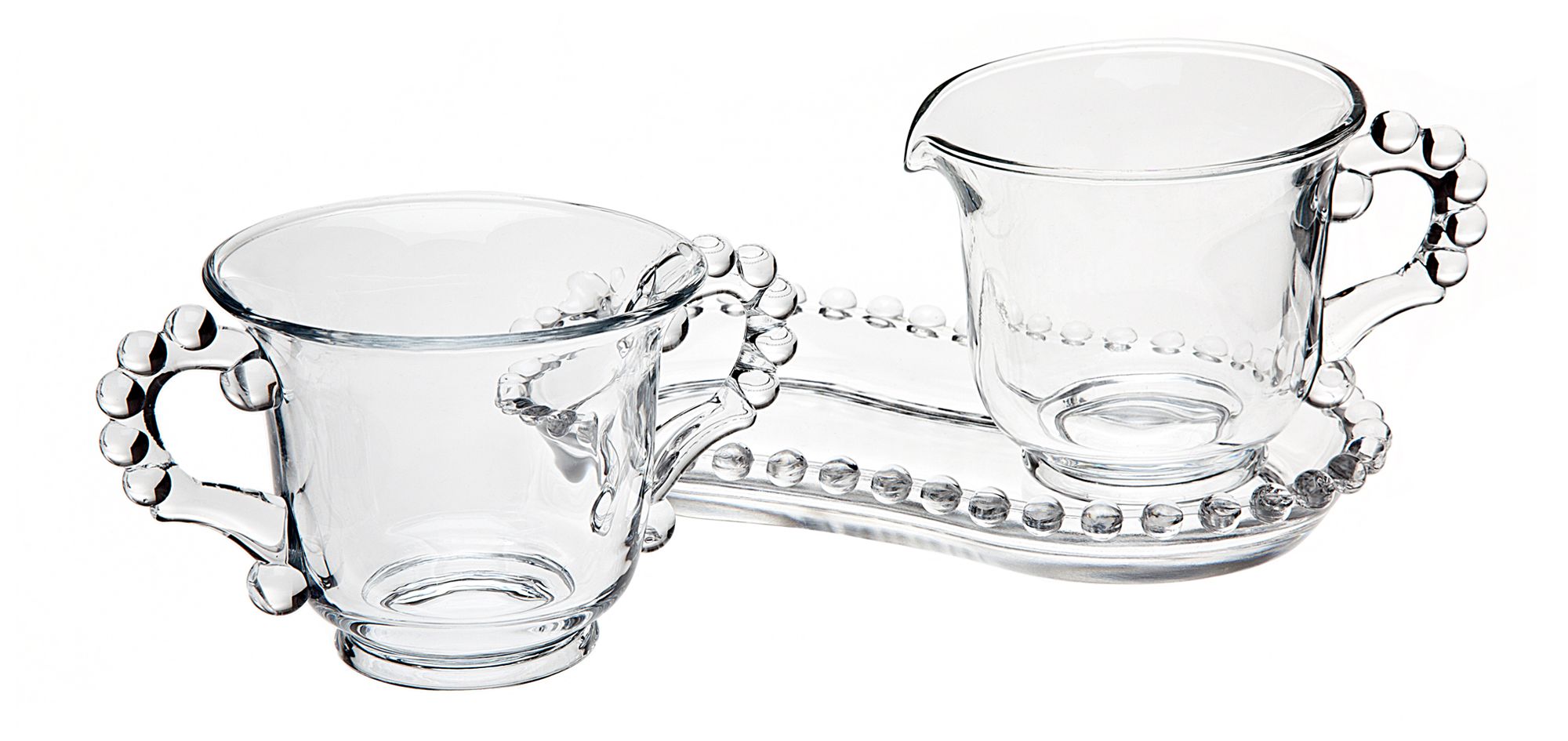 Godinger Chesterfield Beaded Glass Sugar/Creamer Set