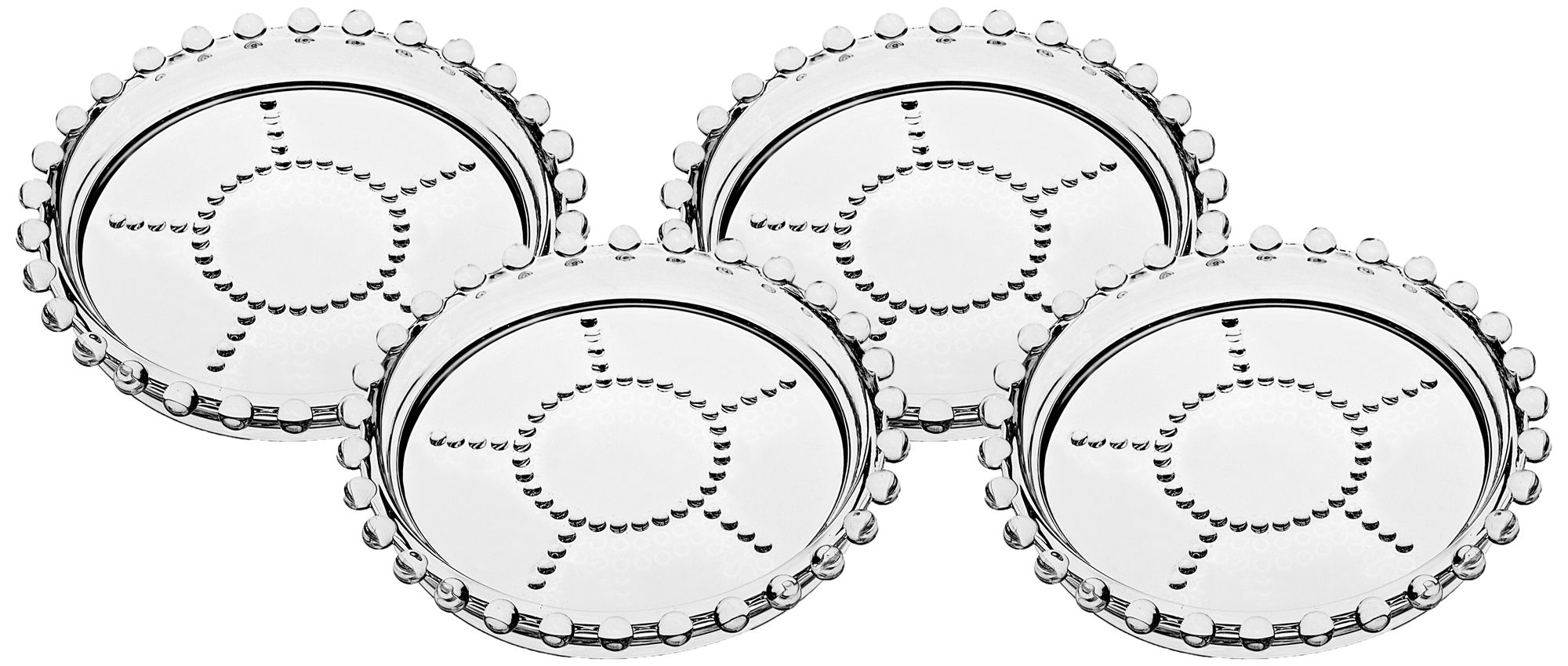 Set of 4 Godinger Chesterfield Beaded Glass Coasters