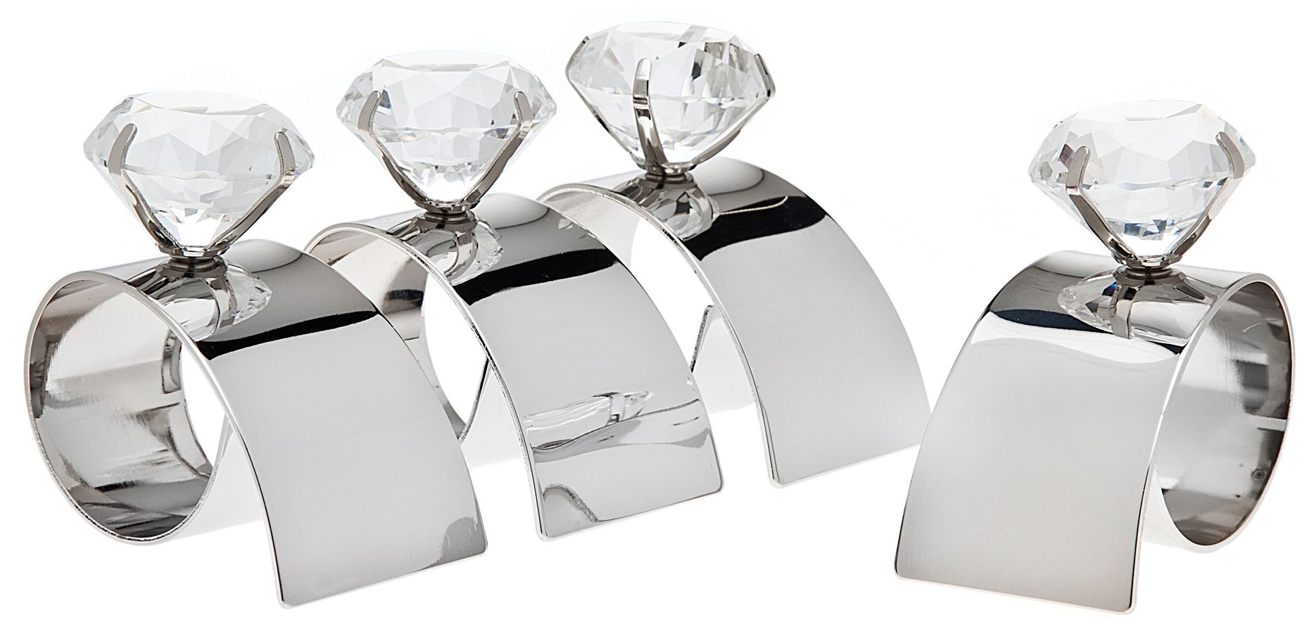 Set of 4 Godinger Arch Diamond Silver Napkin Rings