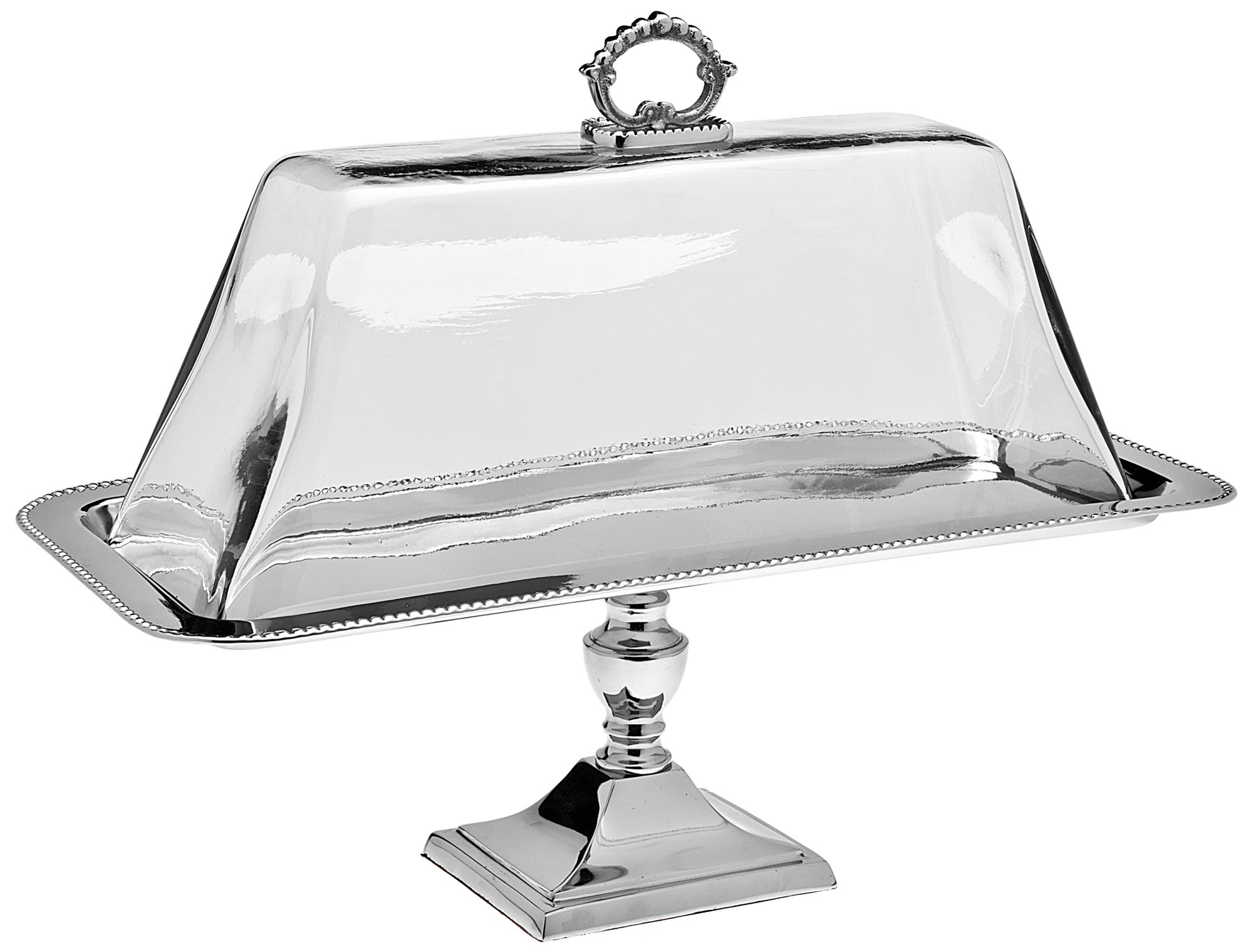Godinger Glass Dome Nickel Pedestal Tray