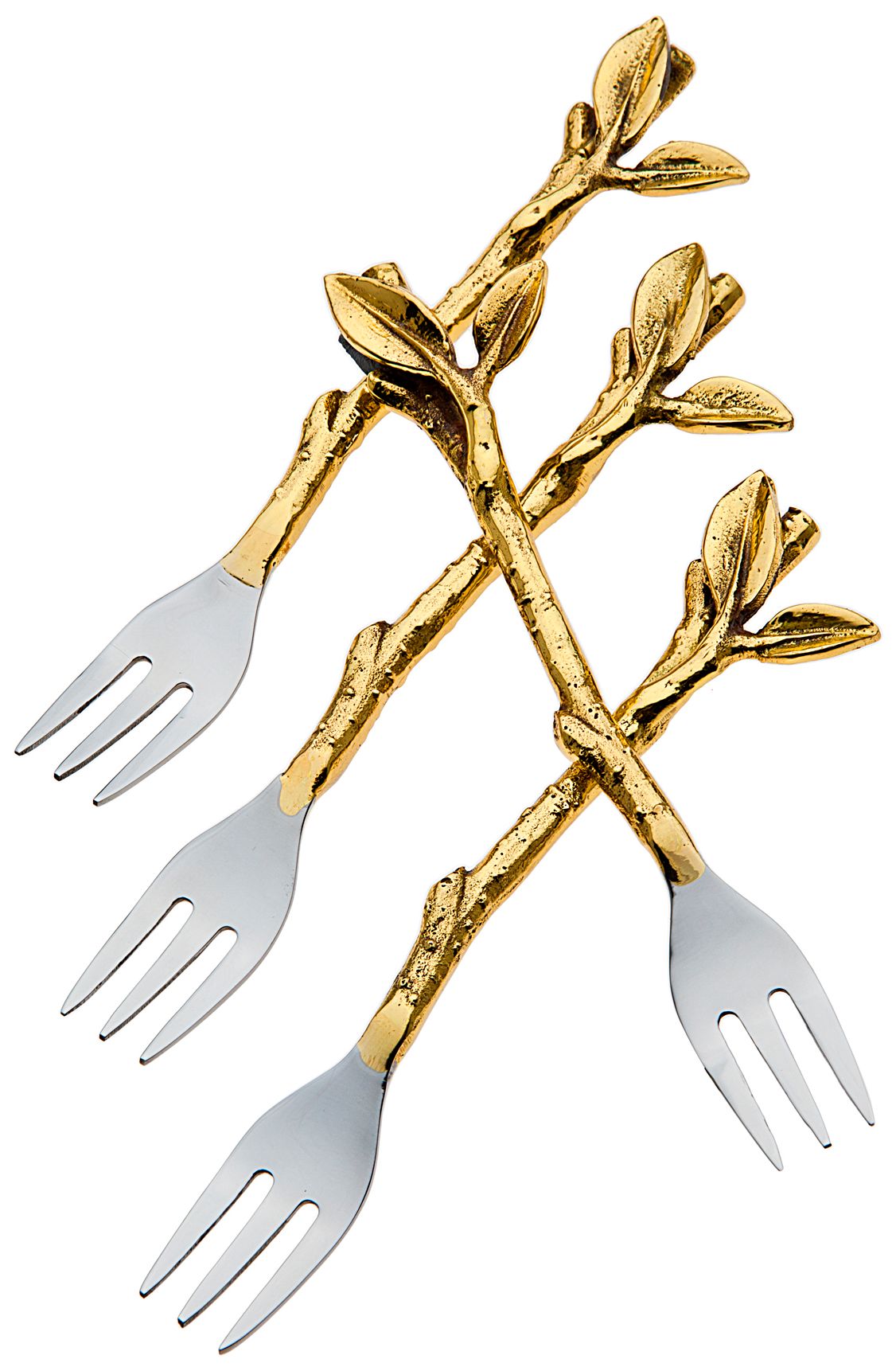 Set of 4 Godinger Leaf Design Dessert Forks