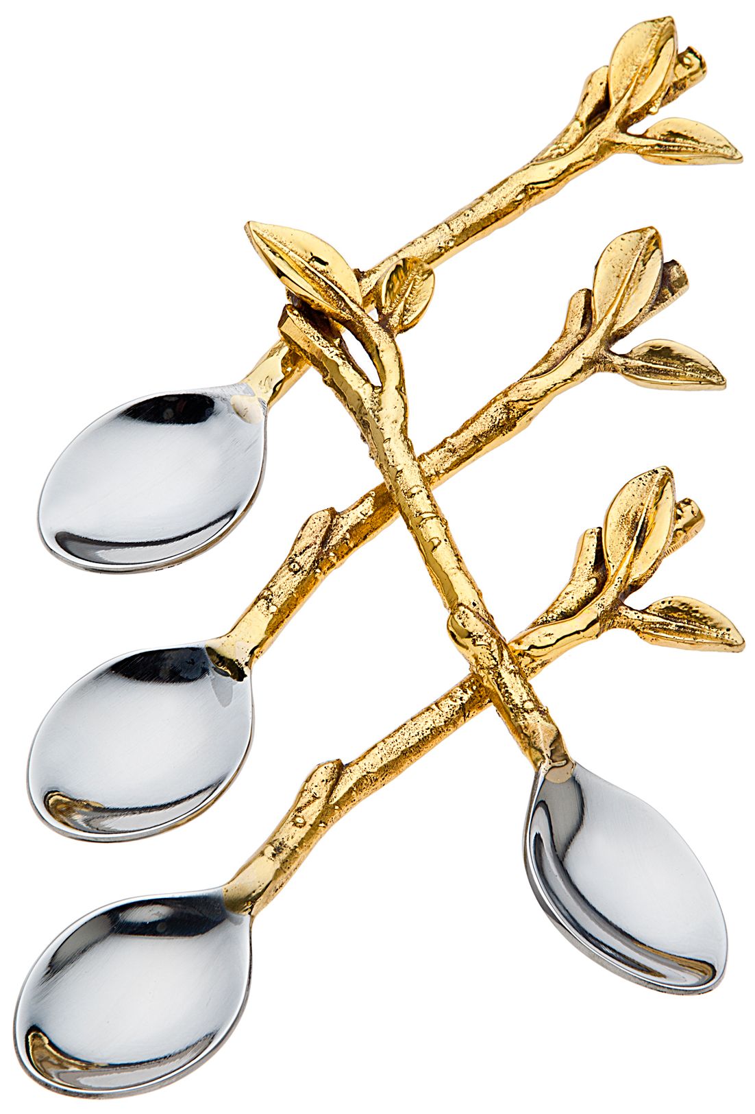 Set of 4 Godinger Leaf Design Dessert Spoons