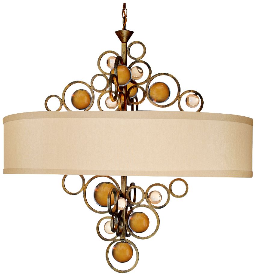 Free Wheeling 36" Wide Golden Ochre Oval Chandelier