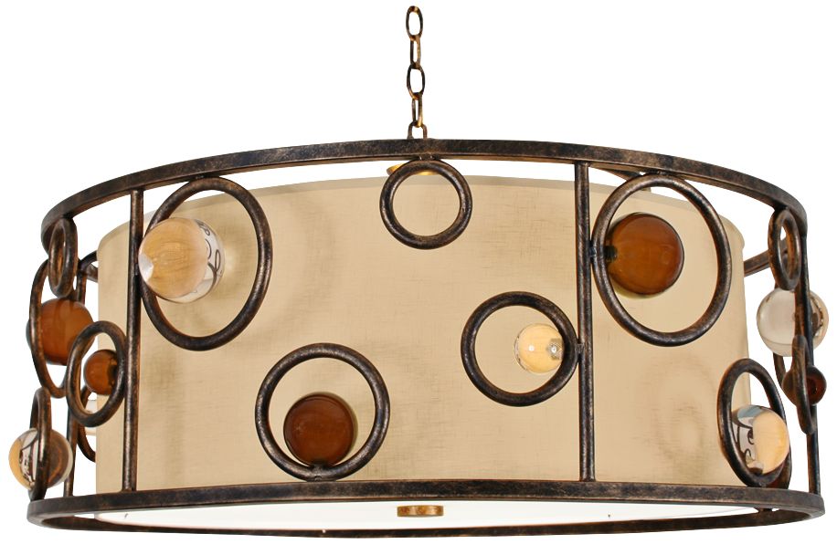 Free Wheeling 26" Wide Golden Ochre Drum Pendant Light
