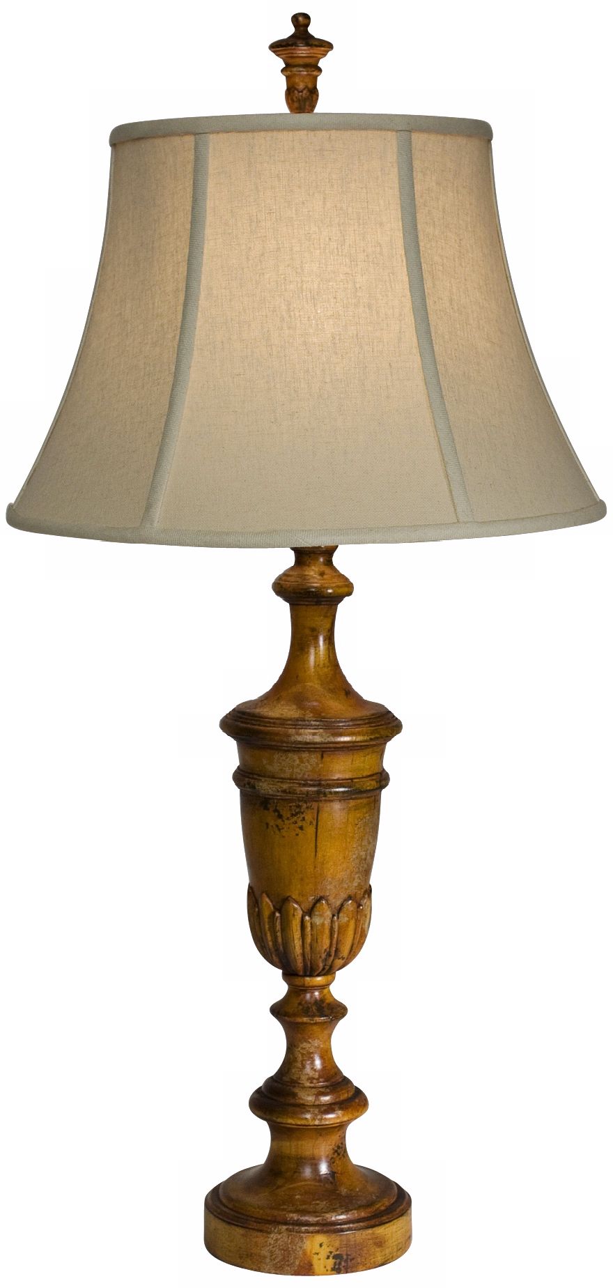 Natural Light Floret Trophy Tuscan Wood Table Lamp