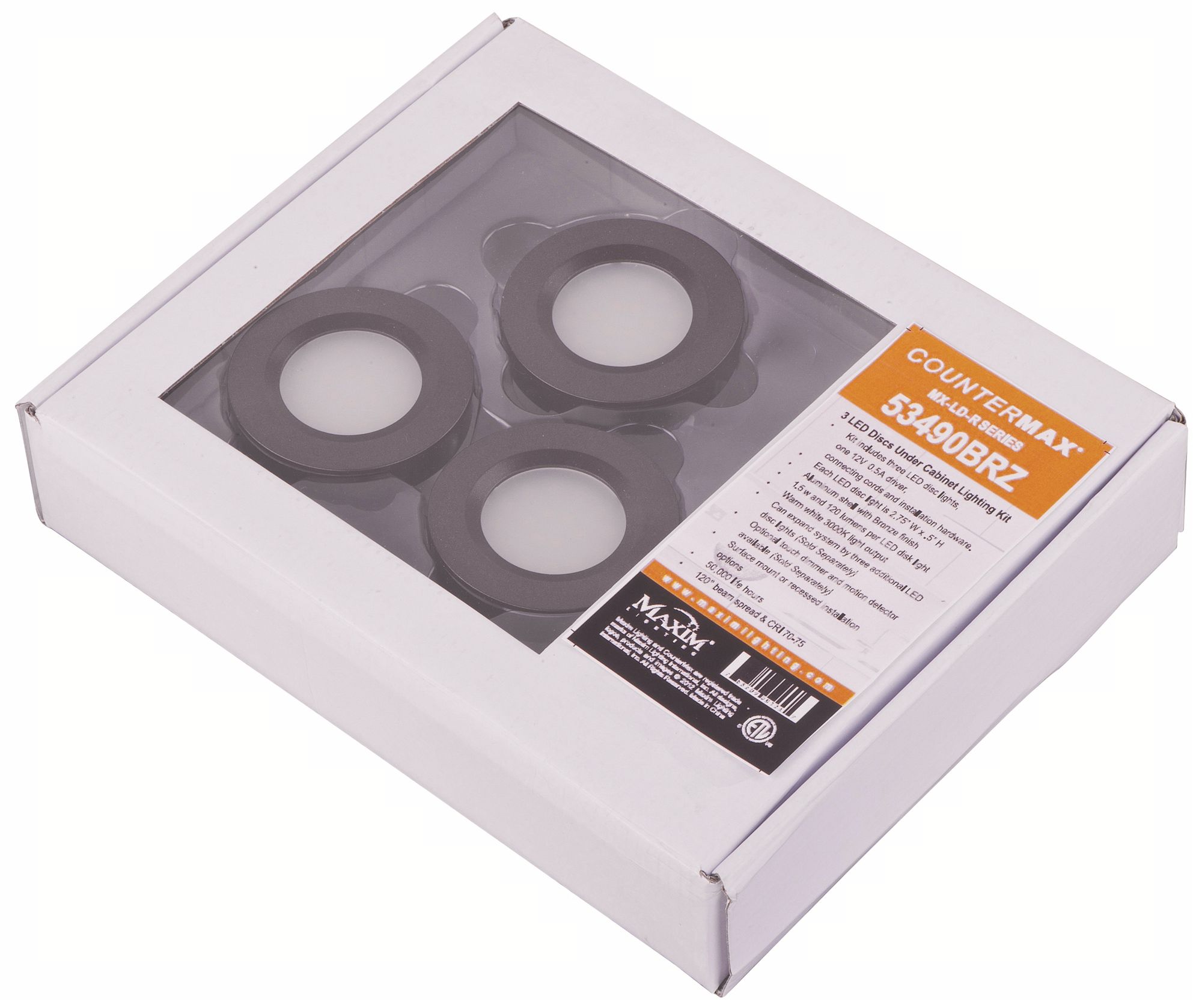 LED 3-Light Bronze Under Cabinet  Puck Light Kit