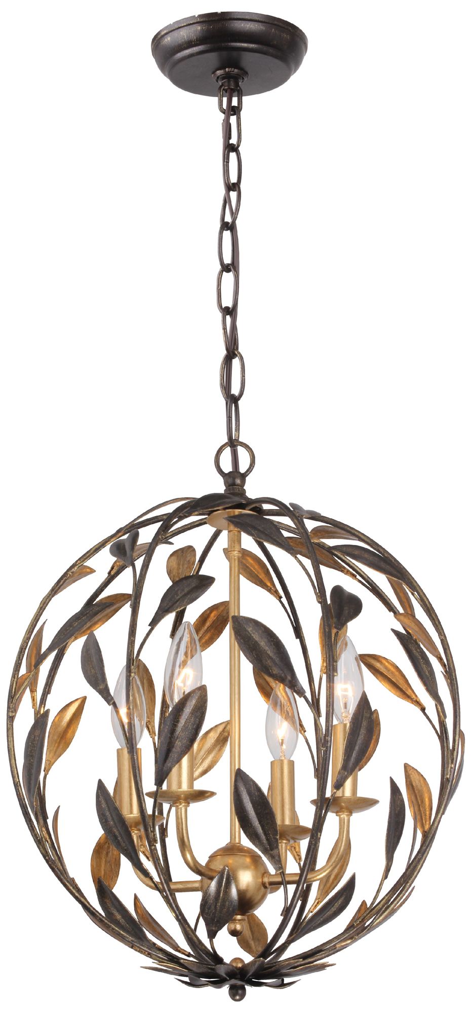 Broche 16" Wide English Bronze Chandelier