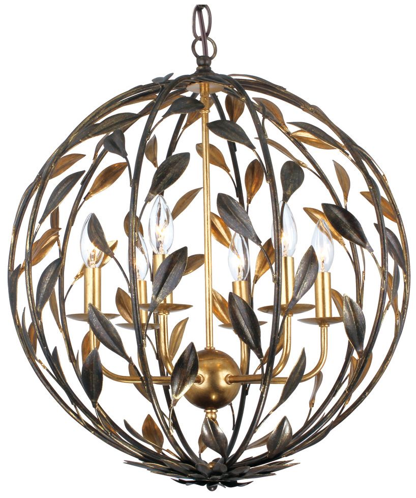 Broche 21" Wide English Bronze Chandelier