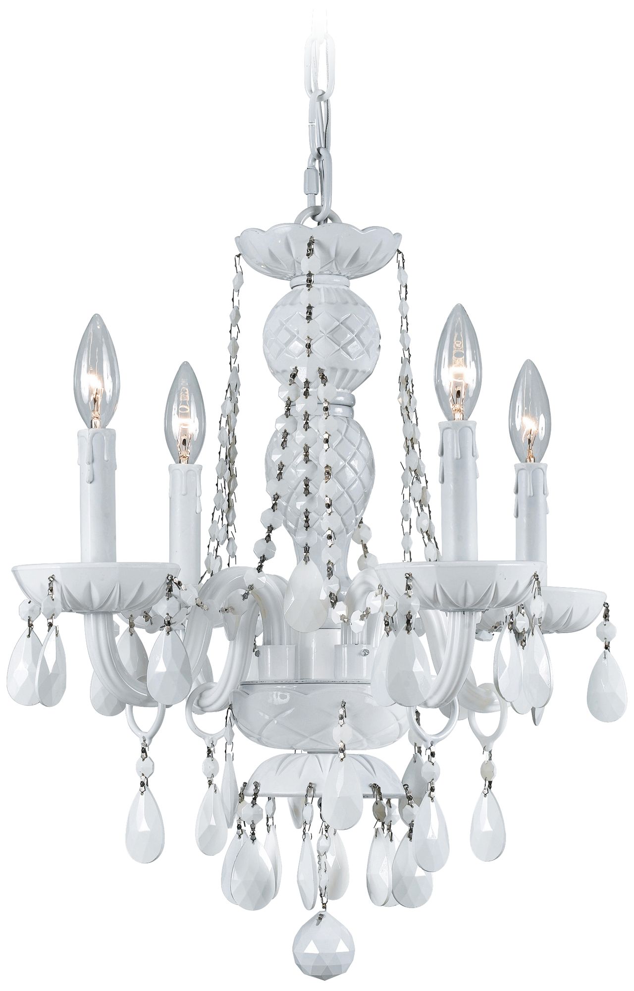 Envogue 17" White and Crystal Chandelier