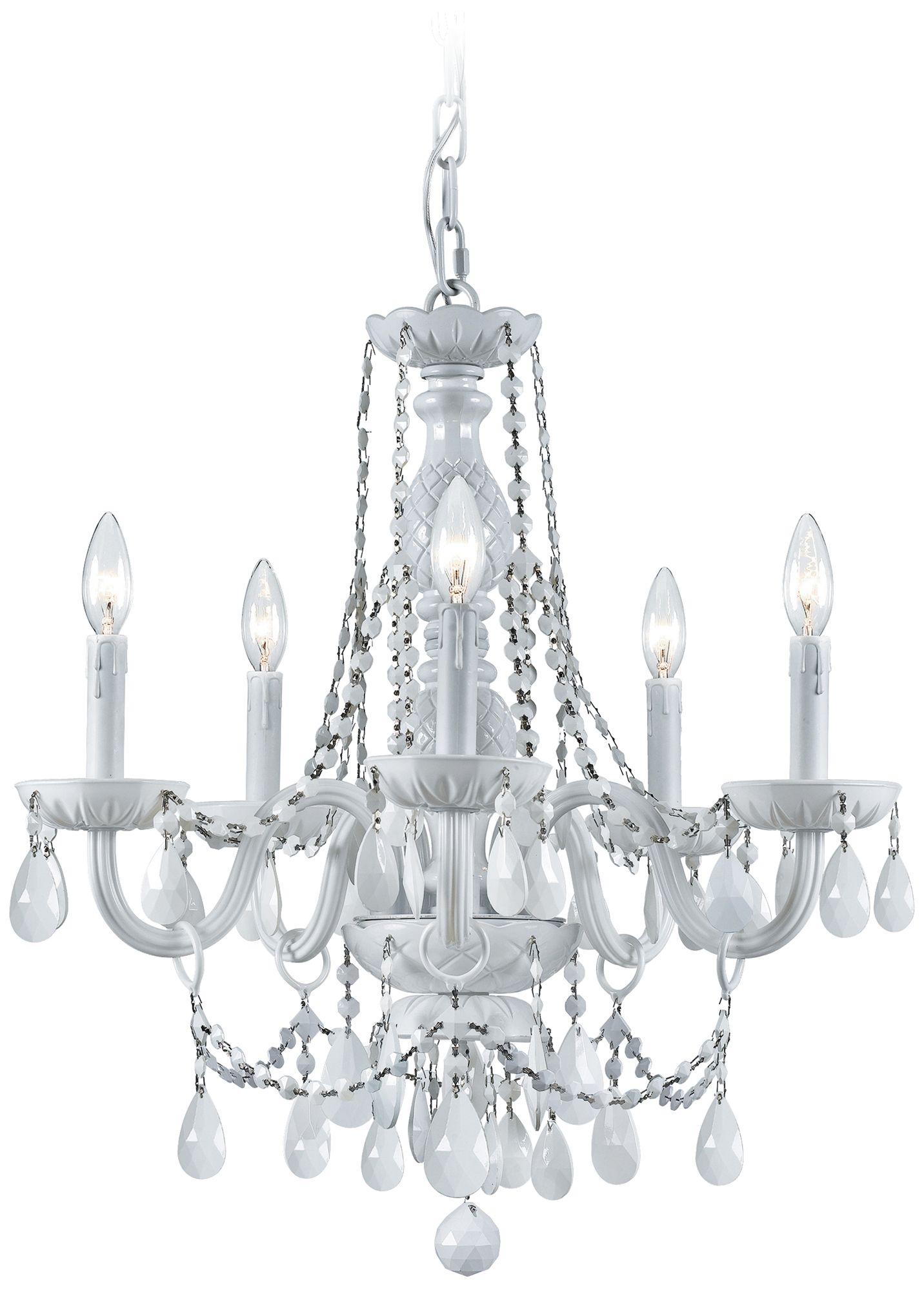 Envogue 20" White and Crystal Chandelier