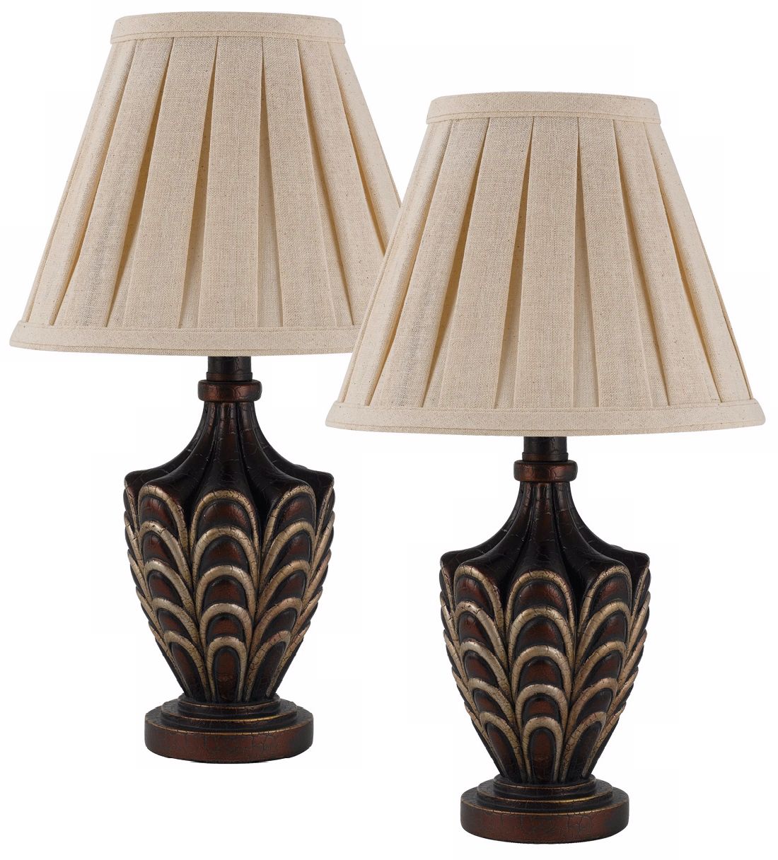 Set of 2 Mushroom Peat Aged Bronze Accent Lamps