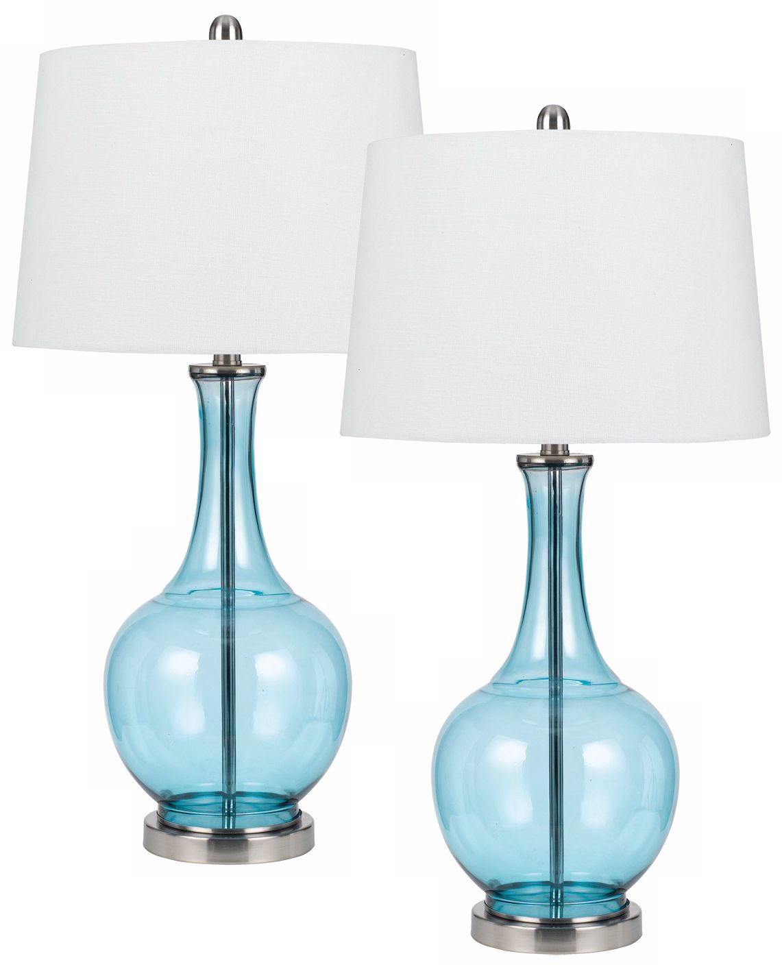 Set of 2 Colored Glass Sky Blue Table Lamps