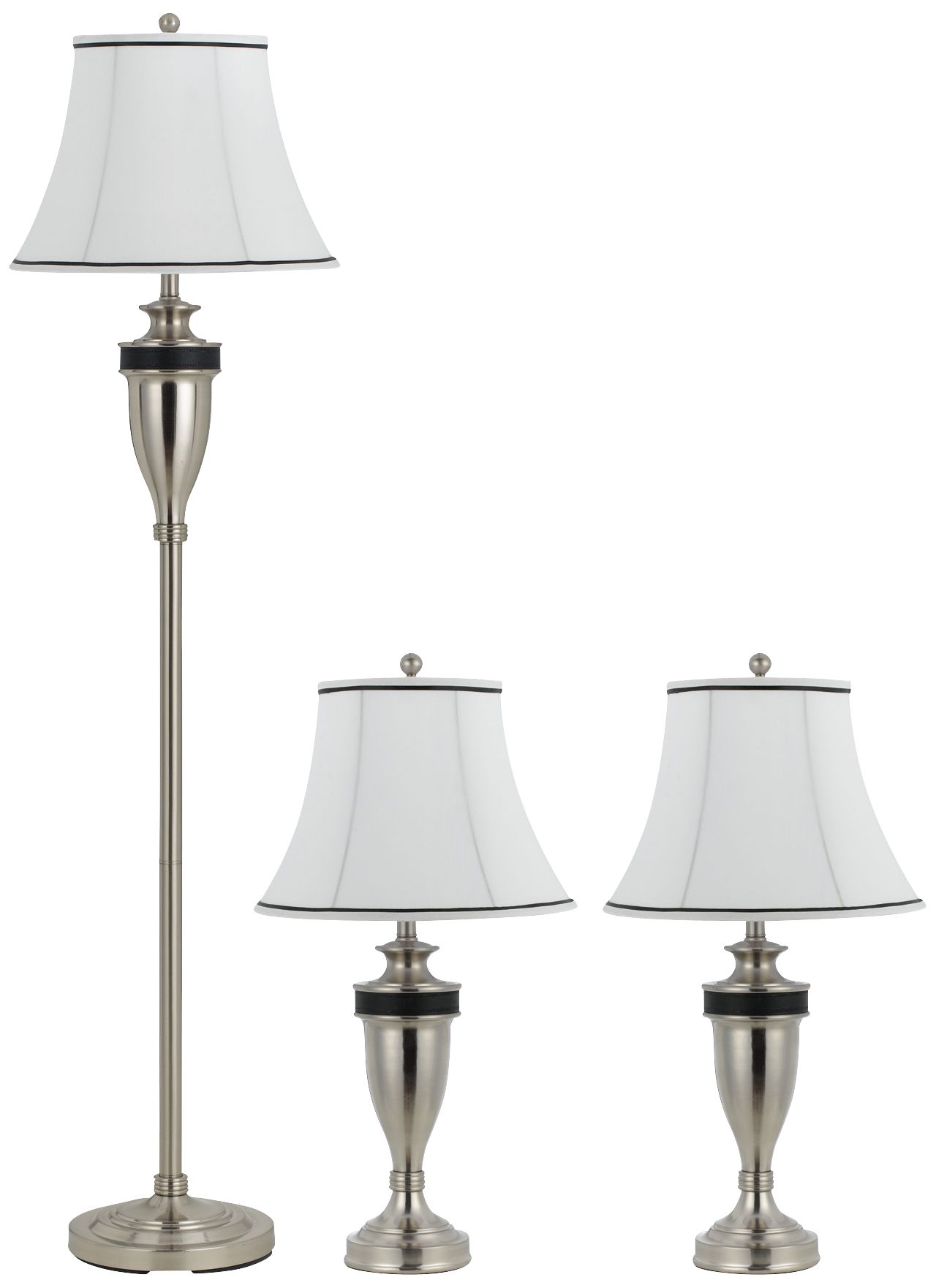 Matte Steel 3-Piece Table and Floor Lamp Set