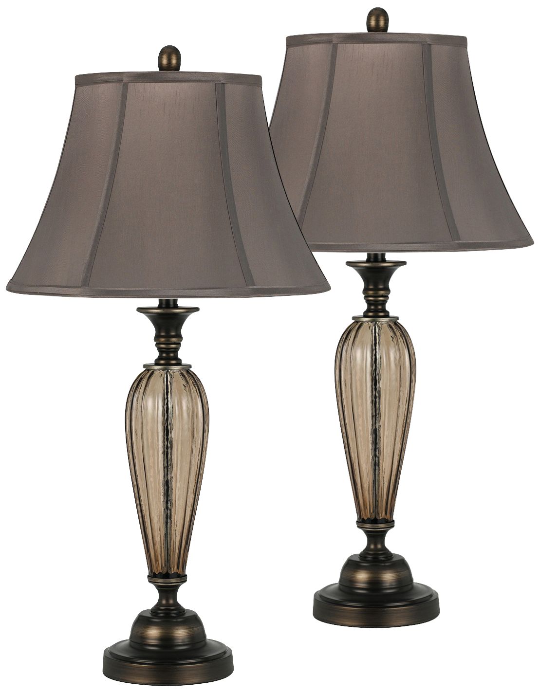 Set of 2 Antigo Smoked Glass Table Lamps