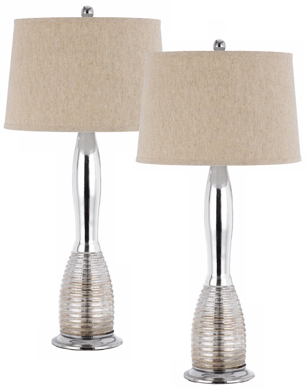 Set of 2 Tarpon Chrome Glass Table Lamps