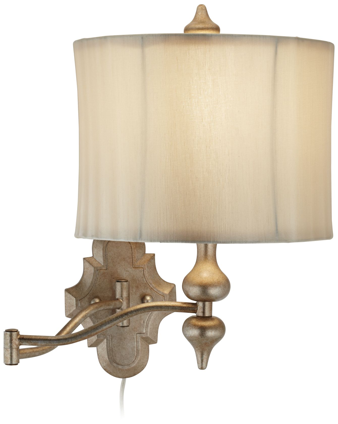 Moroccan Antique Champagne Finish Swing Arm Wall Lamp