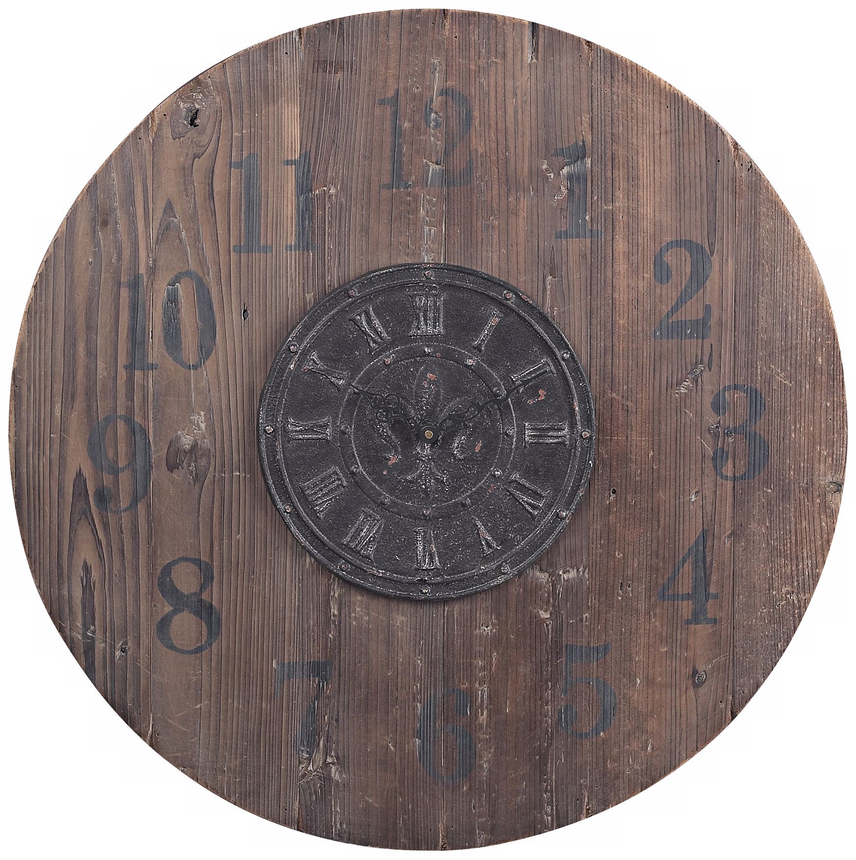 Wood 30" Wide Washed Brown and Black Wall Clock