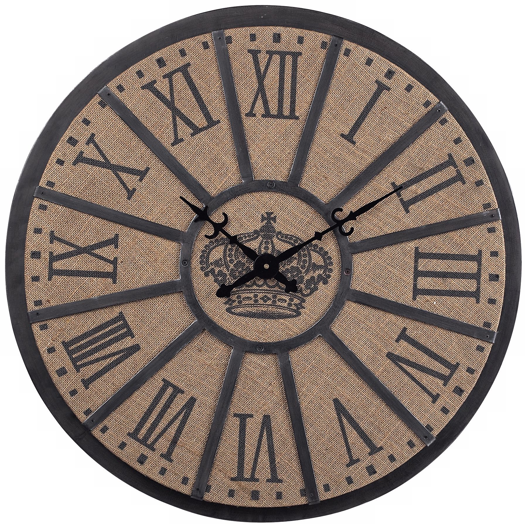 Crown Face 26" Wide Linen and Black Wall Clock