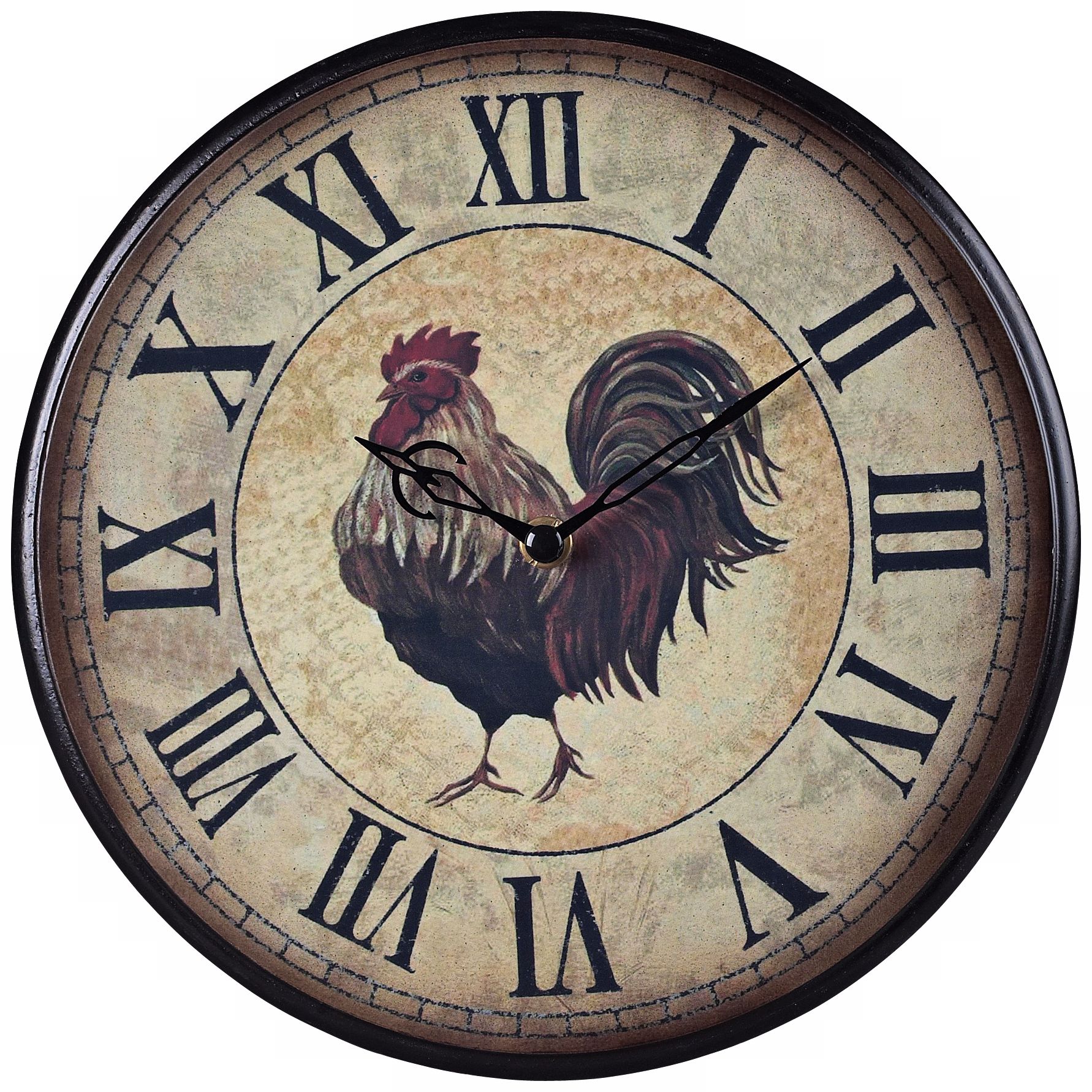 Rooster 9" Wide Brown and Beige Wall Clock
