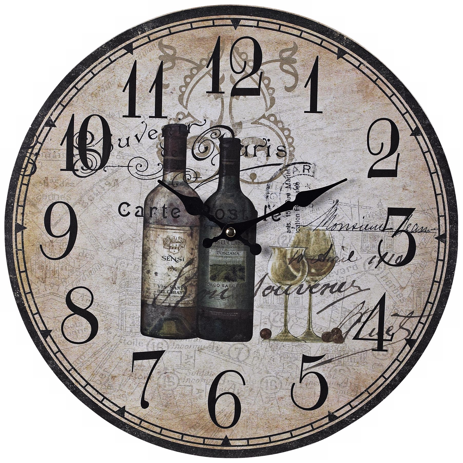 Wine Bottles 13" Wide Beige Wall Clock