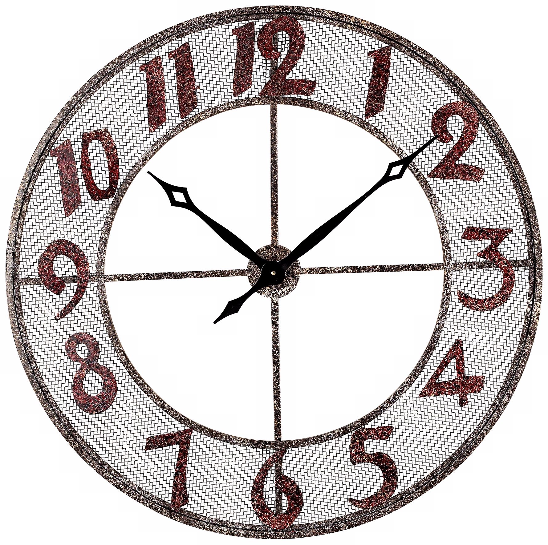Metal 31" Wide Burgundy and Black Outdoor Wall Clock