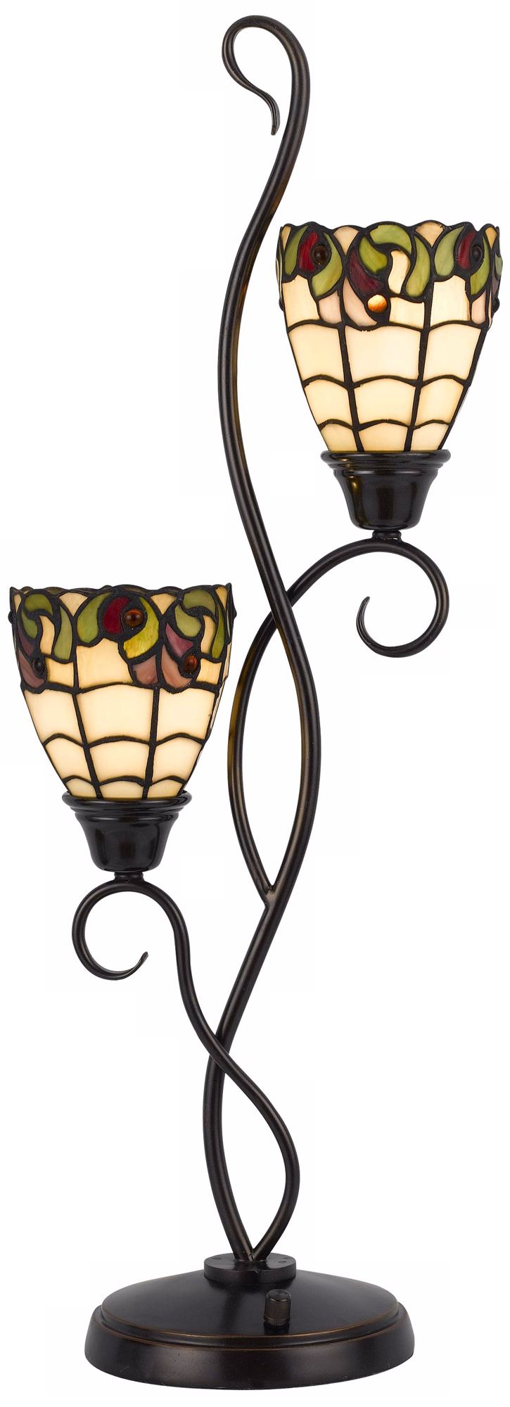 Tiffany-Style Dark Bronze 2-Light Table Lamp