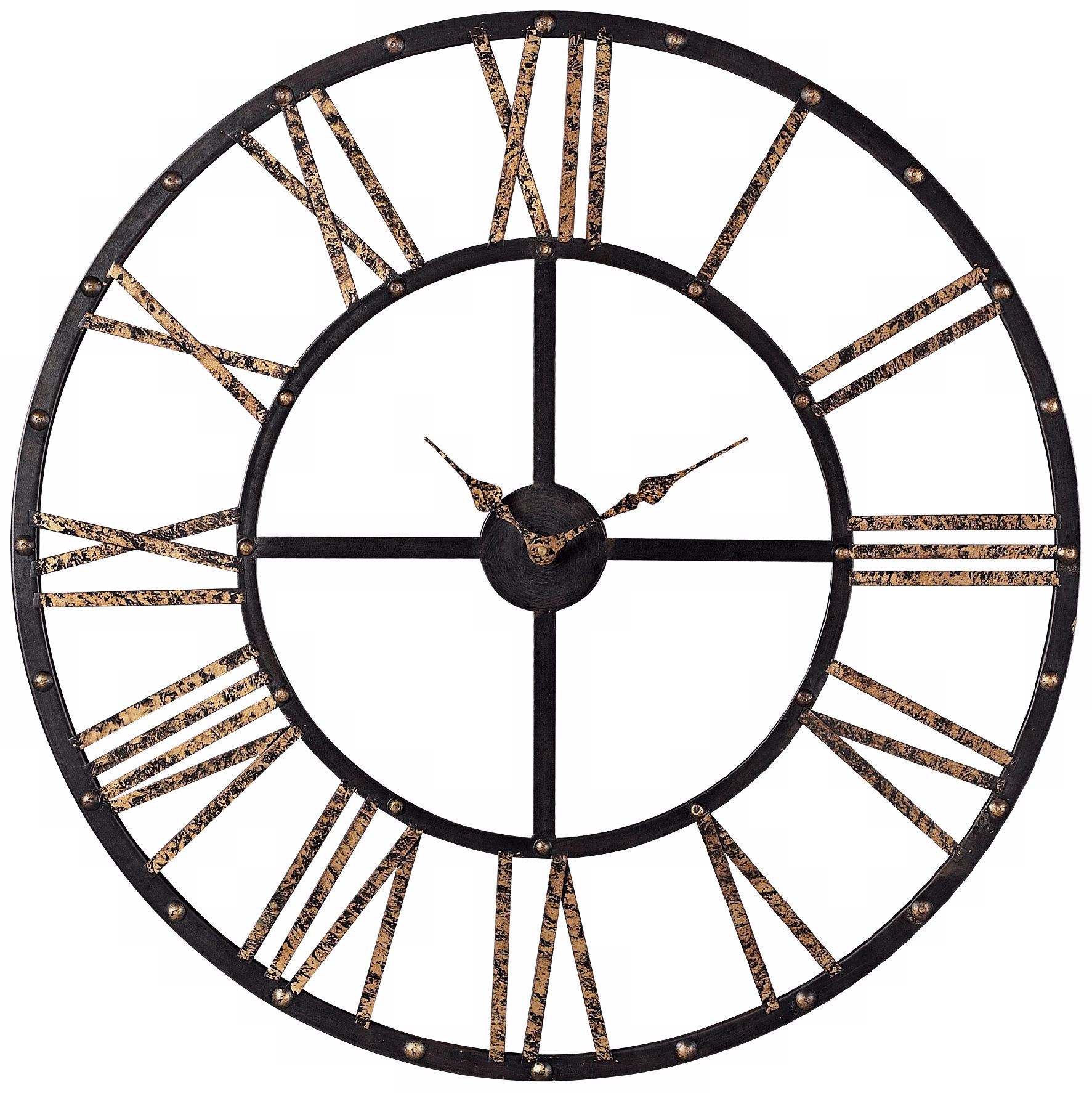 Metal 28" Wide Black and Gold Outdoor Wall Clock