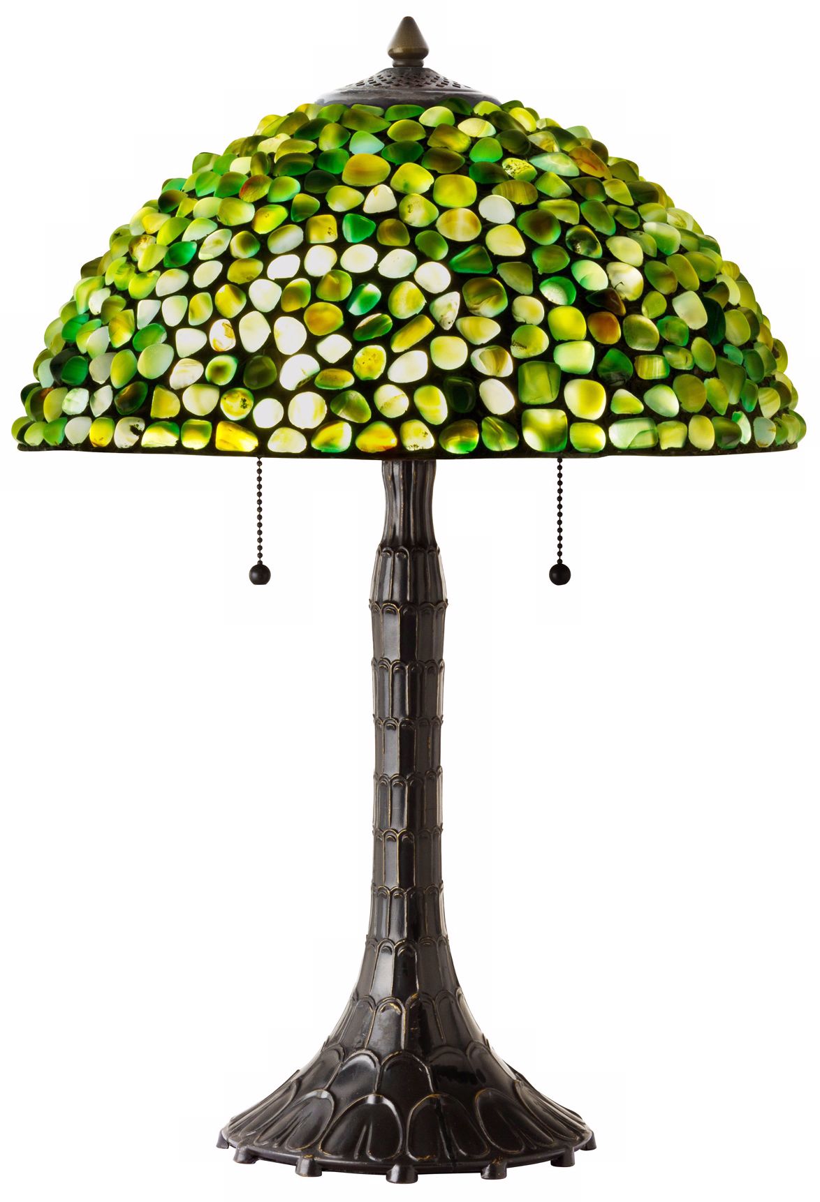 Natural Gemstone Antique Bronze Table Lamp