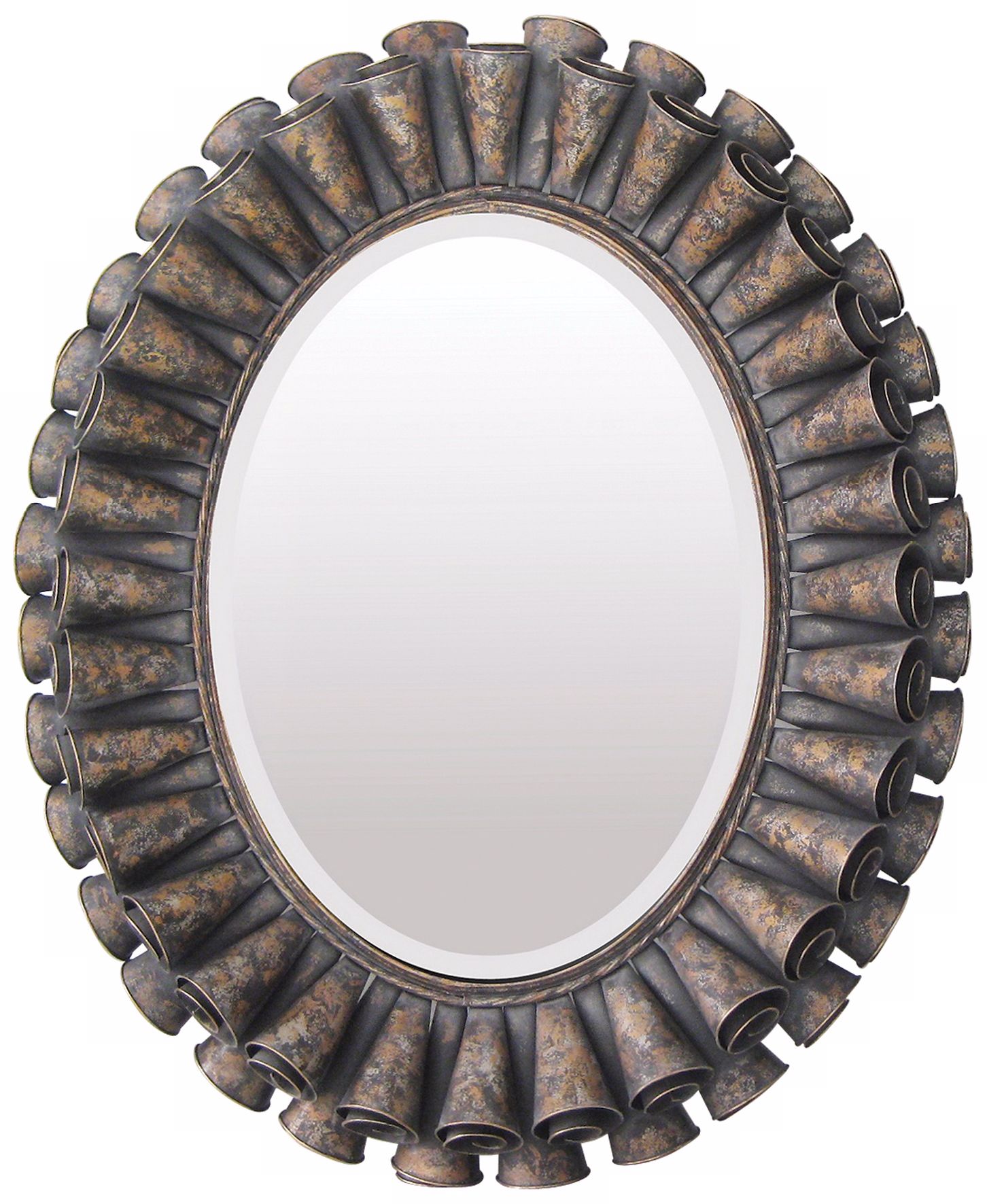 Ruffled Oval 39" High Bronze Wall Mirror