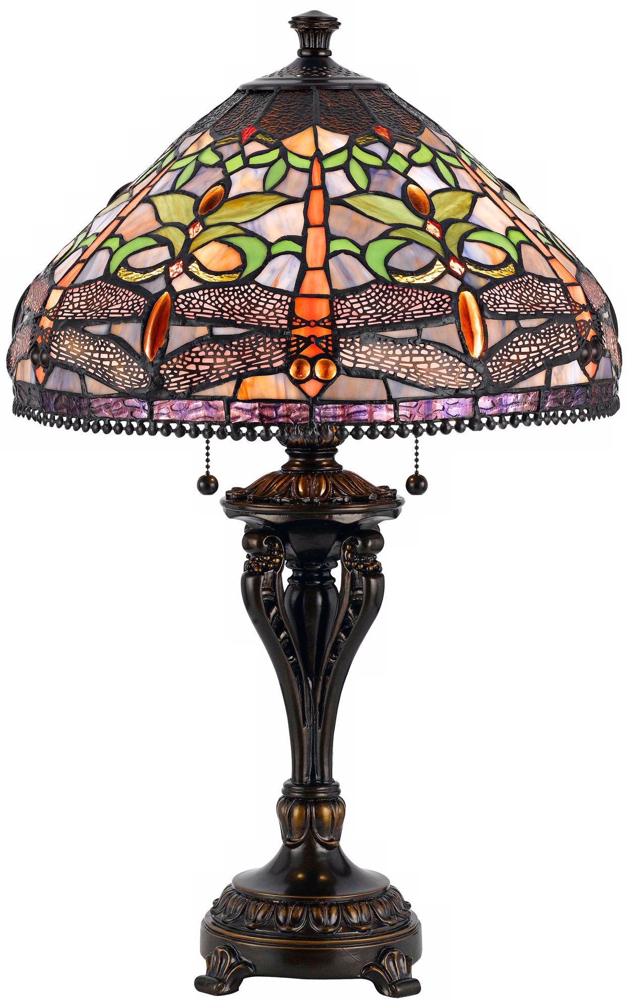 Dragonfly Tiffany-Style Antique Bronze Table Lamp