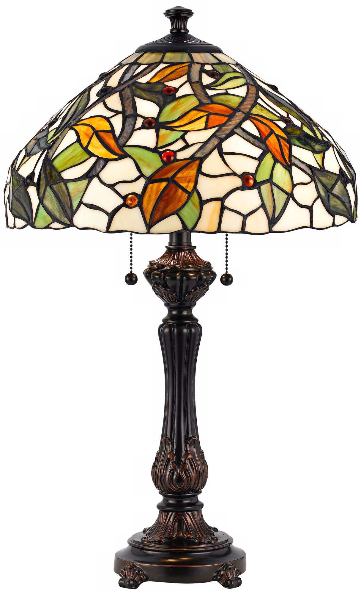 Swirling Vine Tiffany-Style Antique Bronze Table Lamp
