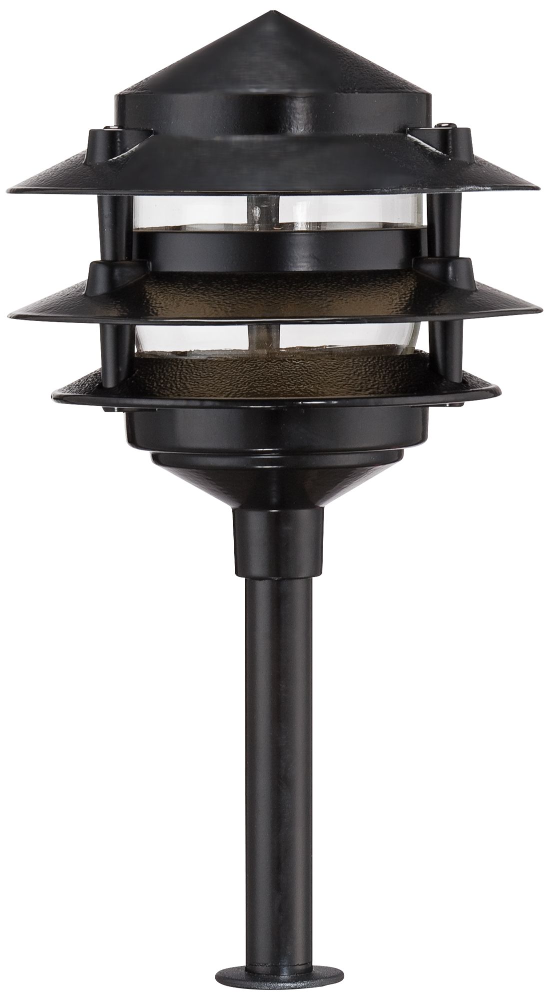 Three-Tier Pagoda Low Volt Black LED Landscape Path Light