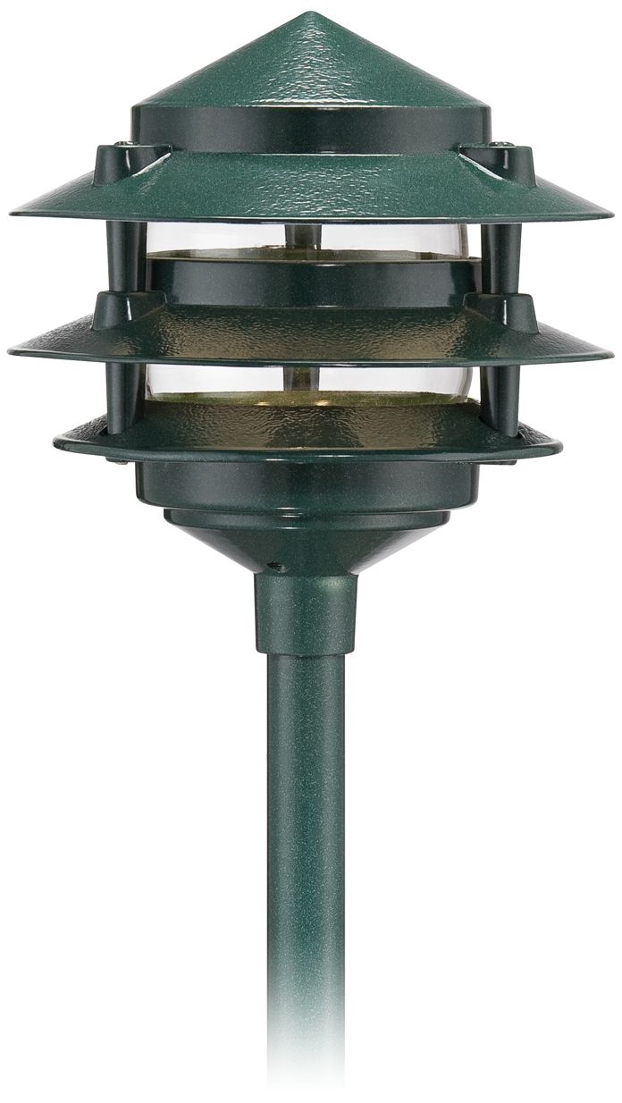 Three-Tier Pagoda Low Volt Green LED Landscape Path Light