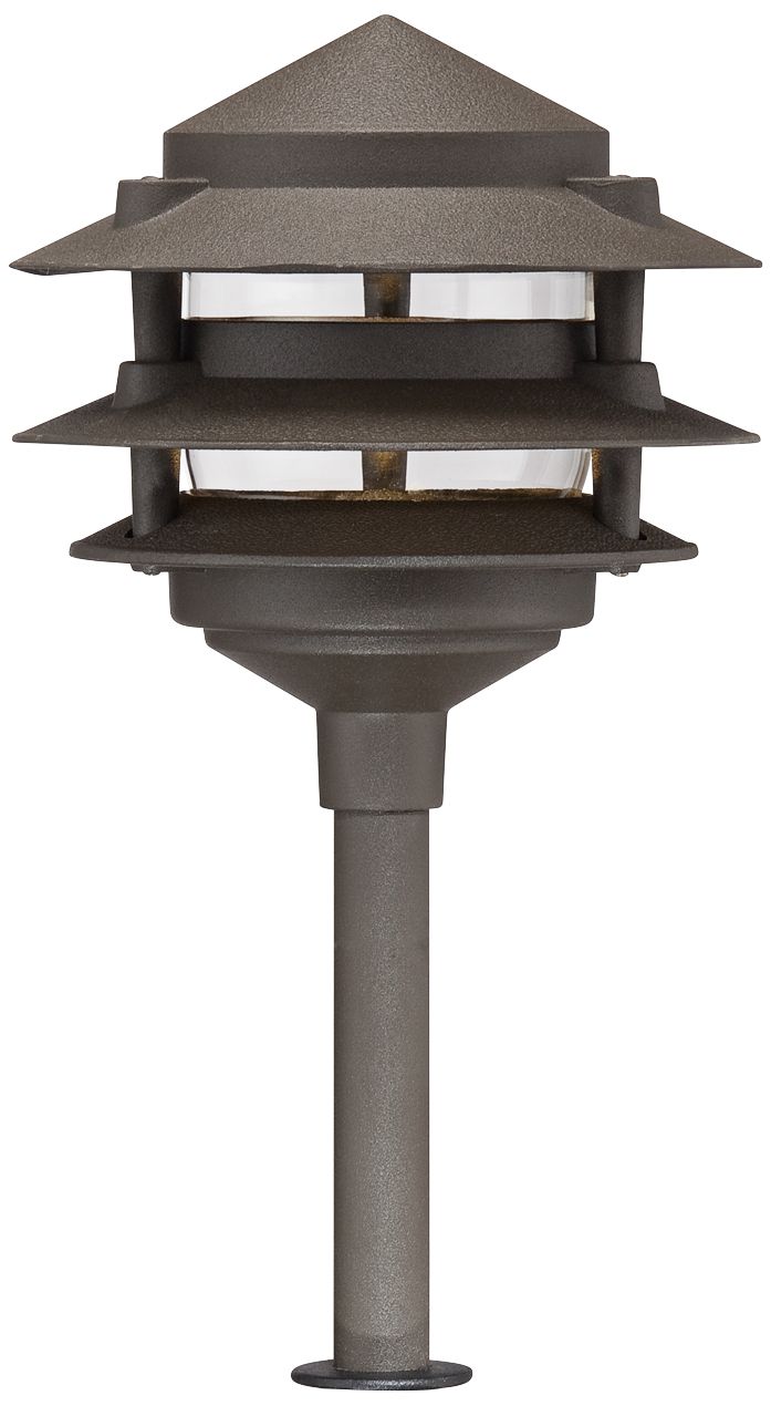 Three-Tier Pagoda Low Volt Bronze LED Landscape Path Light