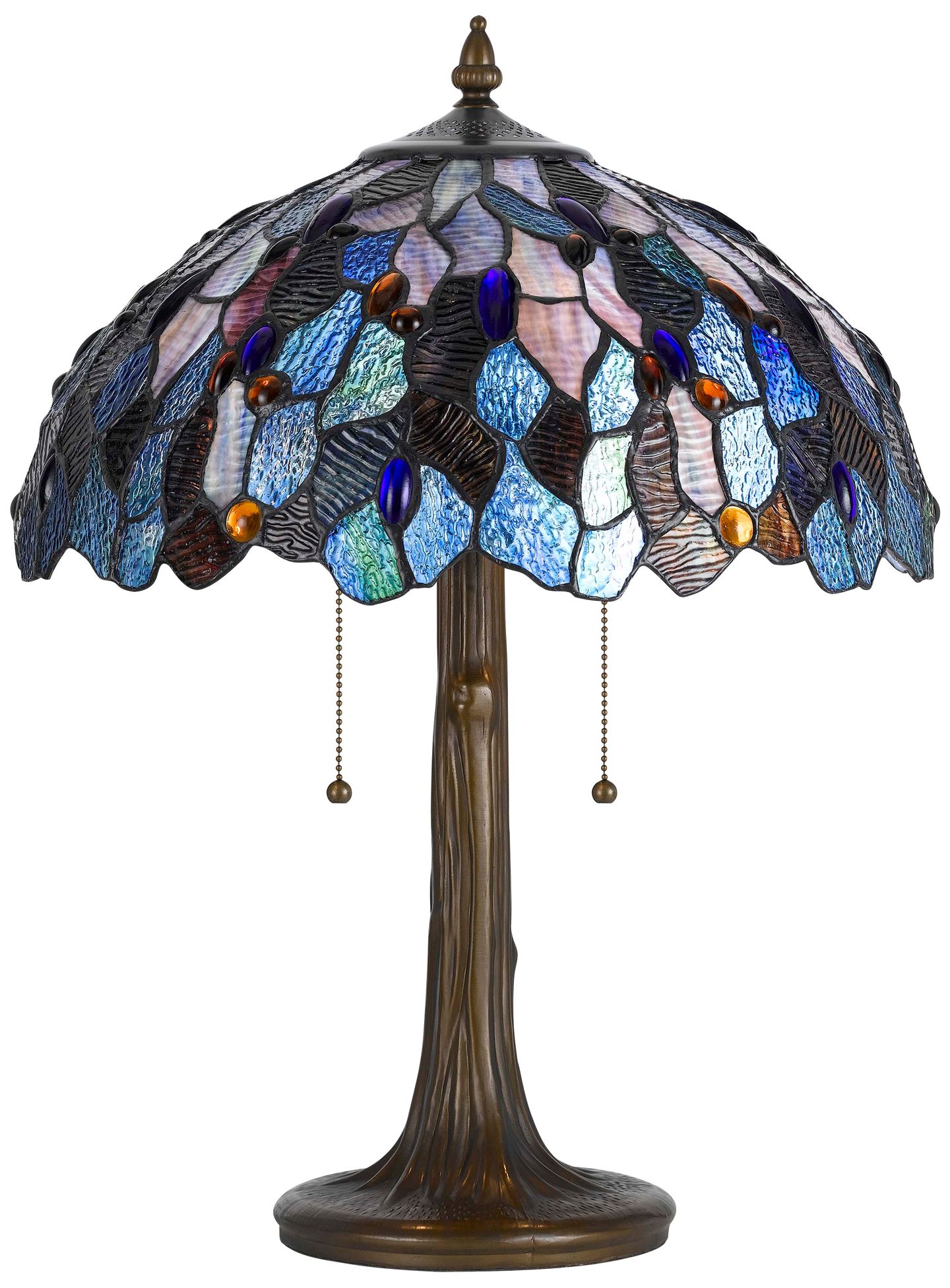 Blue And Antique Brass 22 1/2" High Tiffany Accent Lamp