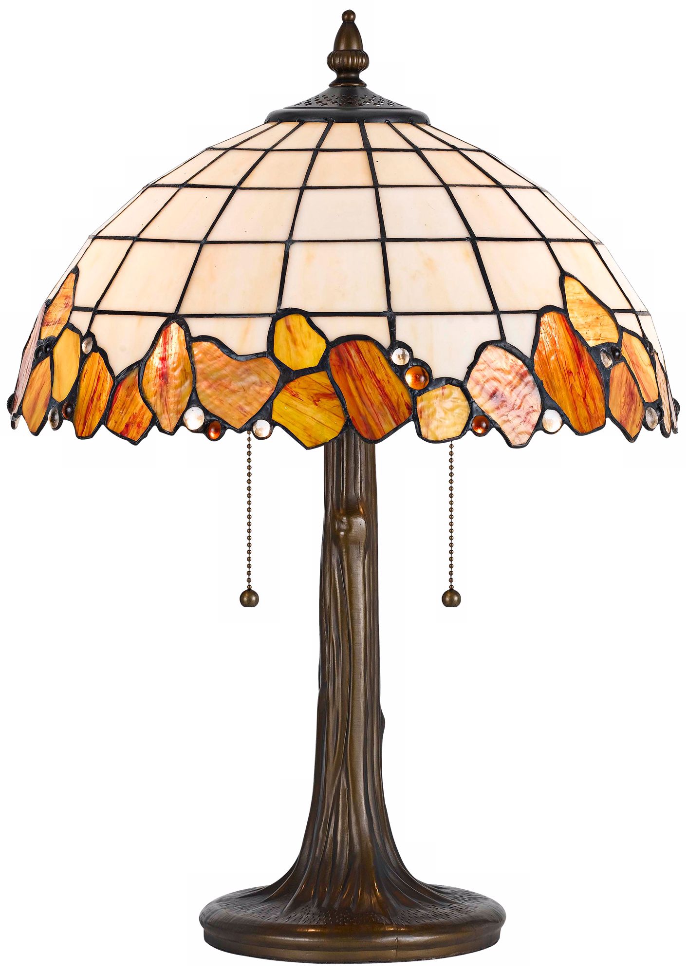Rust And Antique Brass 22" High Tiffany Accent Lamp