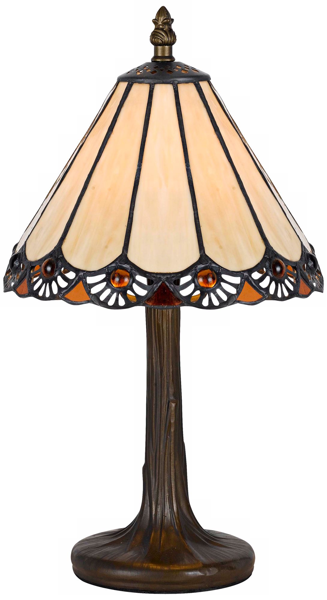 Fan Trim Antique Brass Tiffany Style Accent Lamp
