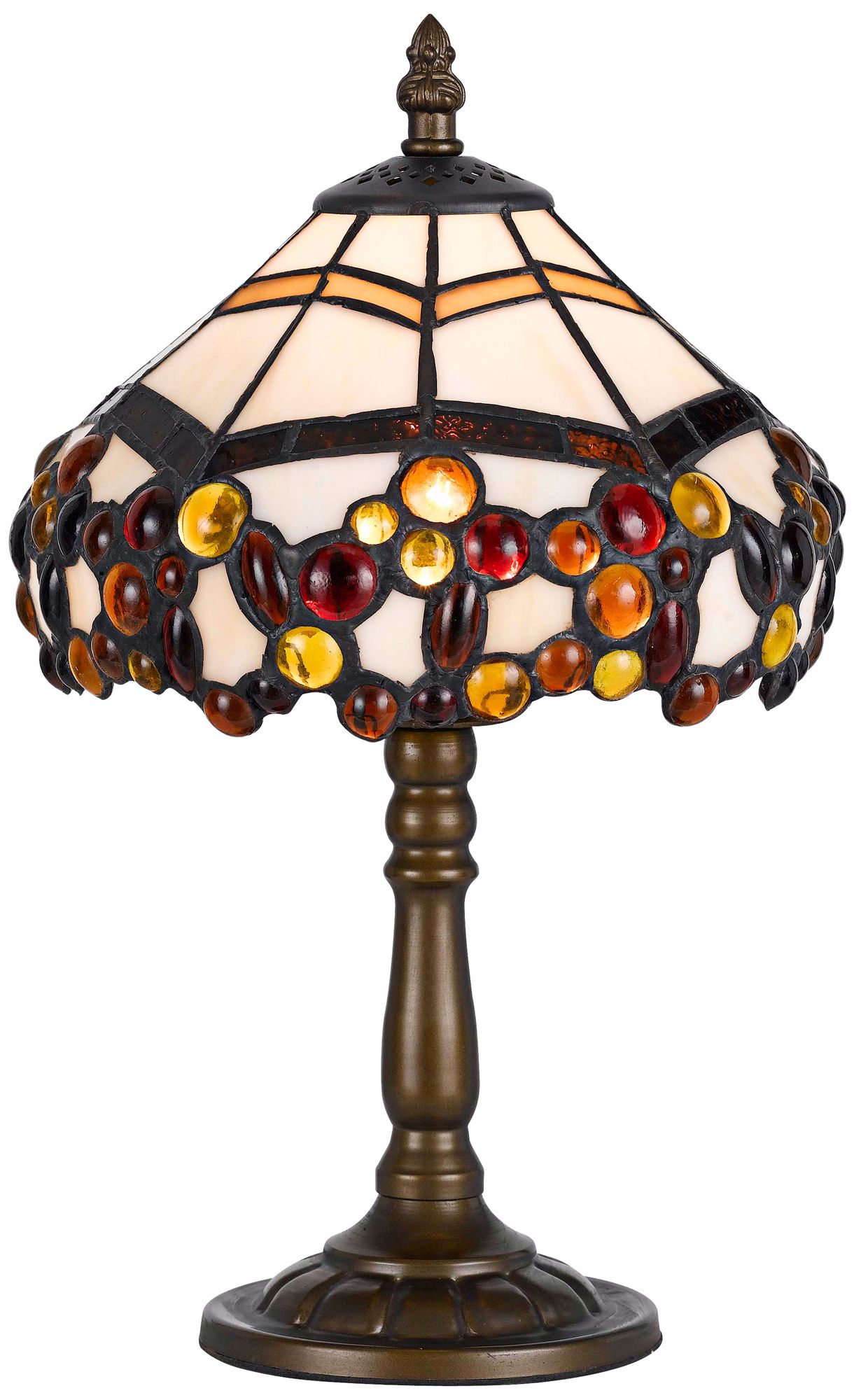 Amber Berries Antique Brass Tiffany Style Accent Lamp