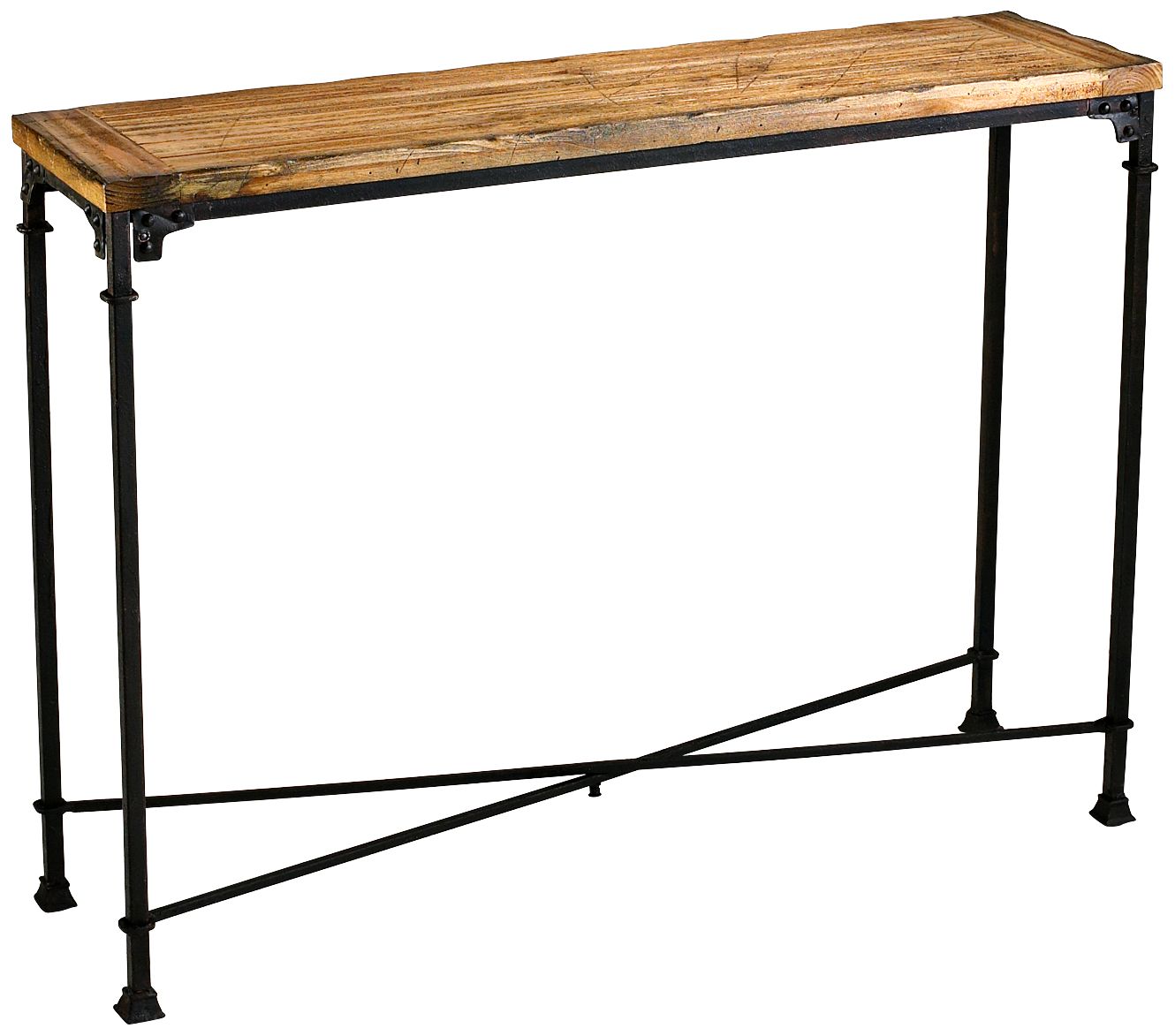 Rectangular Cunningham Rustic Wood and Iron Console