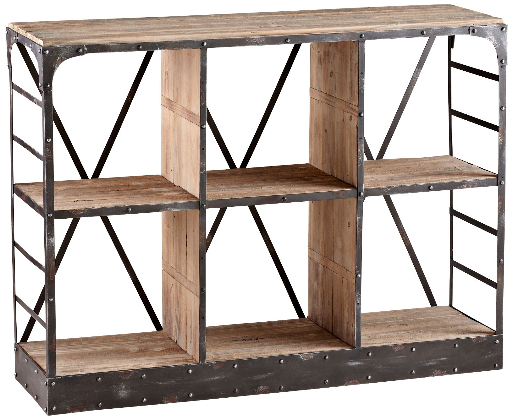 Transitional 6-Shelf Newberg Storage Console