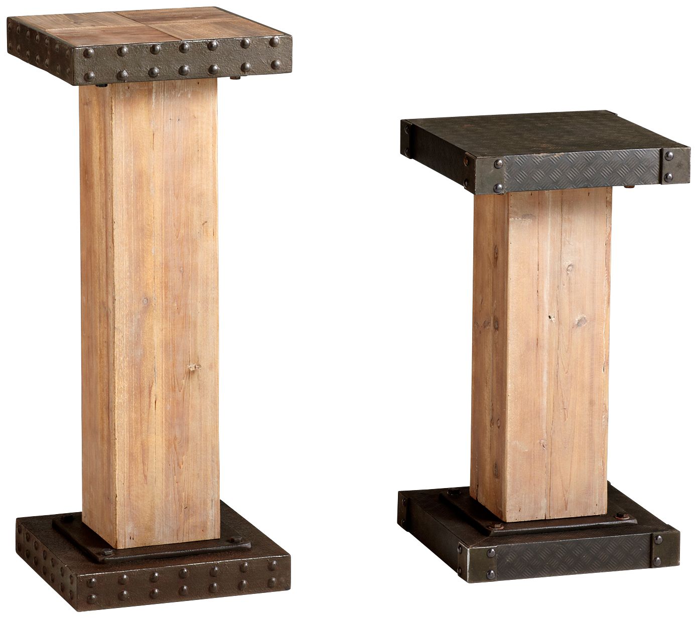 Tall Iron and Wood Mesa Pedestal