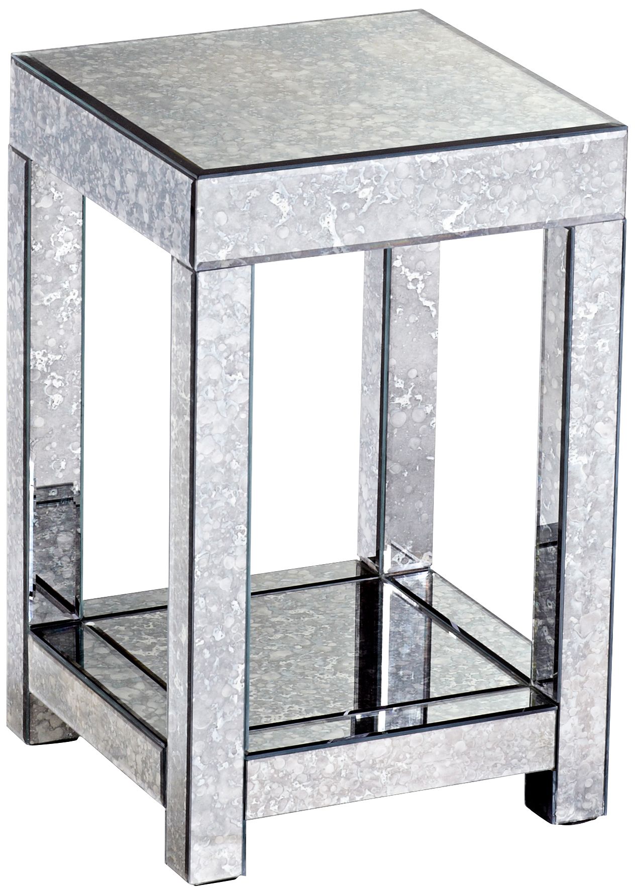Stanwick Small Antiqued Mirror Side Table